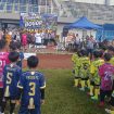 Pimpinan SSB Youth Tigers Adi Tristianto membuka turnamen di Stadion Elang Bondol, Jl Salabenda Raya, Atang Senjaya, Kemang, Kabupaten Bogor